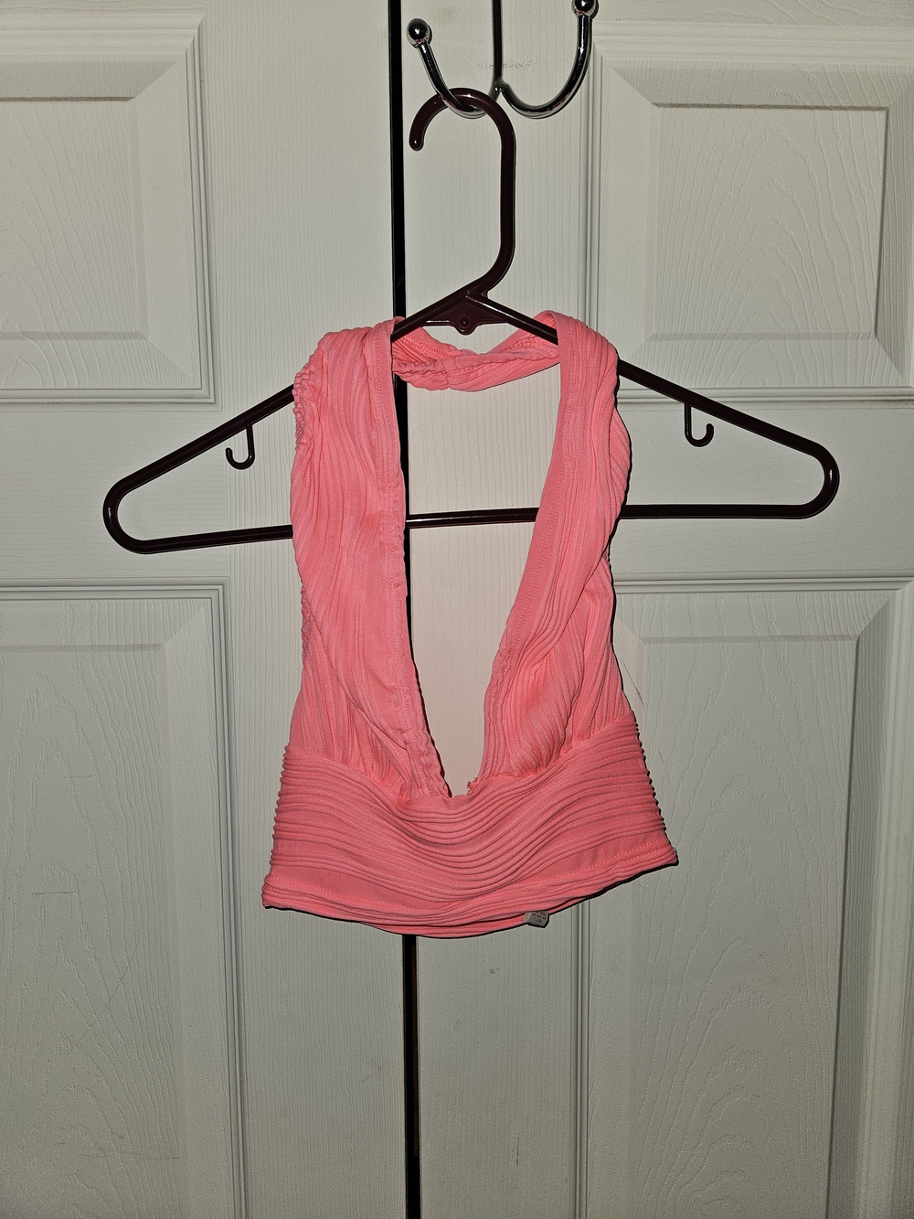 SHEIN Neon Coral Halter Crop Top
